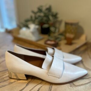 NWOB Franco Sarto Women's Leather ‘Nebby Loafer’ Putty US 10 / EU 40 Mirror Heel